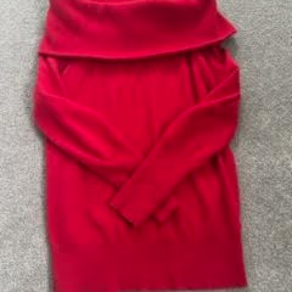 Lord & Taylor Red Cashmere Cowl Neck Sweater - Picture 2 of 3